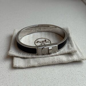 Hermes Mini Clic Kelly Bracelet // Black // Size TGM L/XL 7inch / 18cm wrist